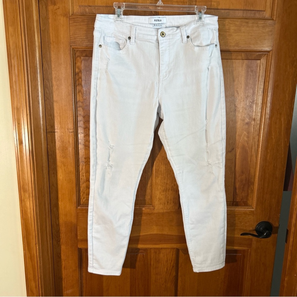 Pistola White Jennifer Osio High Rise Distress Skinny Jeans Sz 31 -EUC